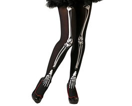 Medias De Rejilla Con Diseño De Esqueleto Para Halloween