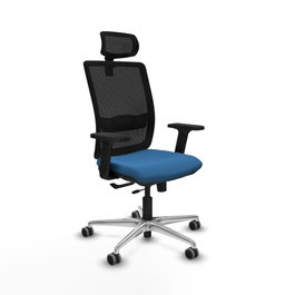 PIQUERAS Y CRESPO Silla de oficina Haches con mecanismo Sincro/Traslack, Azul claro y Negro