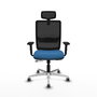 PIQUERAS Y CRESPO Silla de oficina Haches con mecanismo Sincro/Traslack, Azul claro y Negro