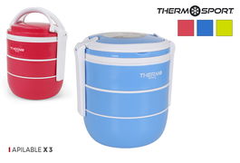 Thermosport Fiambrera Termo Apilable X 3 Red. Thermos 15,5 x 19 x 19 cm (12 Unidades)