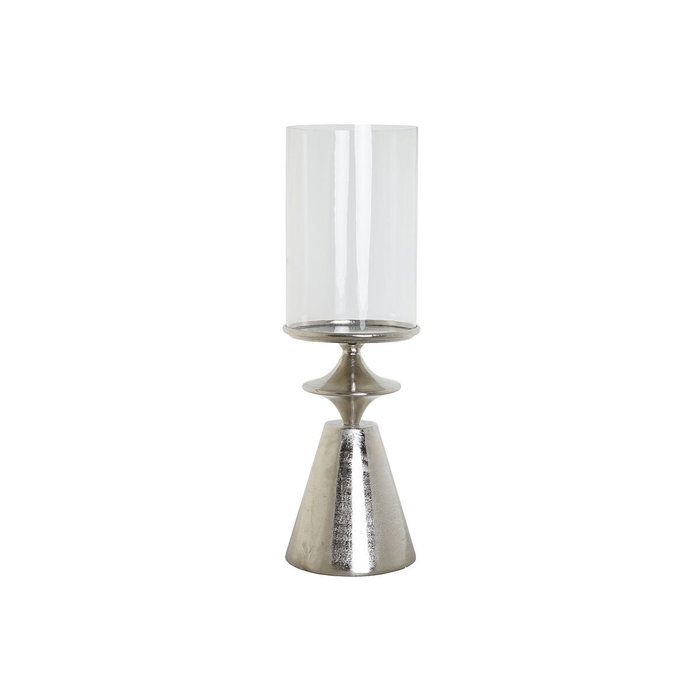 DKD Home Decor Portavelas de Aluminio y Cristal Plateado 21x21x67 cm DKD Home Decor Portavelas de Aluminio y Cristal Plateado 21x21x67 cm
