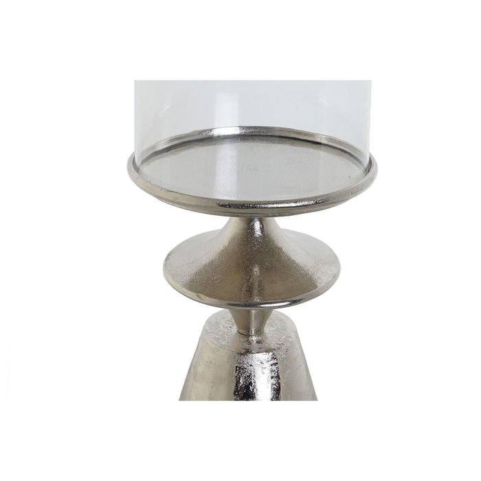 DKD Home Decor Portavelas de Aluminio y Cristal Plateado 21x21x67 cm DKD Home Decor Portavelas de Aluminio y Cristal Plateado 21x21x67 cm