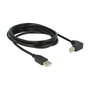 DELOCK Cable USB 2.0 A macho a B macho de 3 metros, Negro - Incluye conector angular para mejor conexión