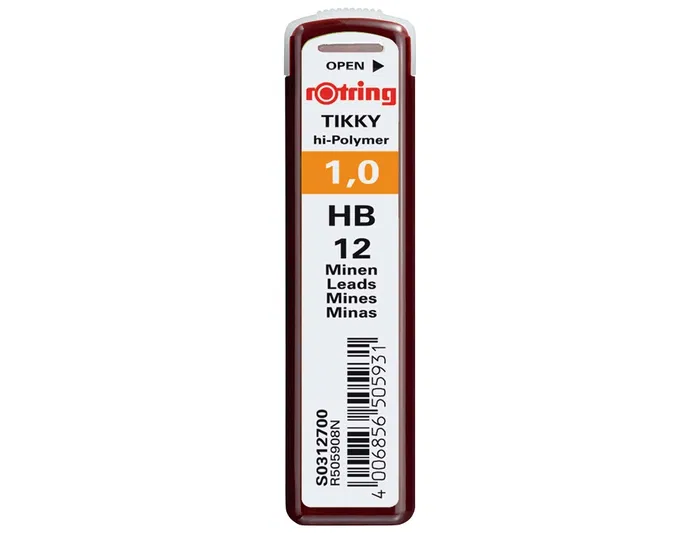 Rotring Minas de Grafito 1 mm HB Estuche 12 Minas