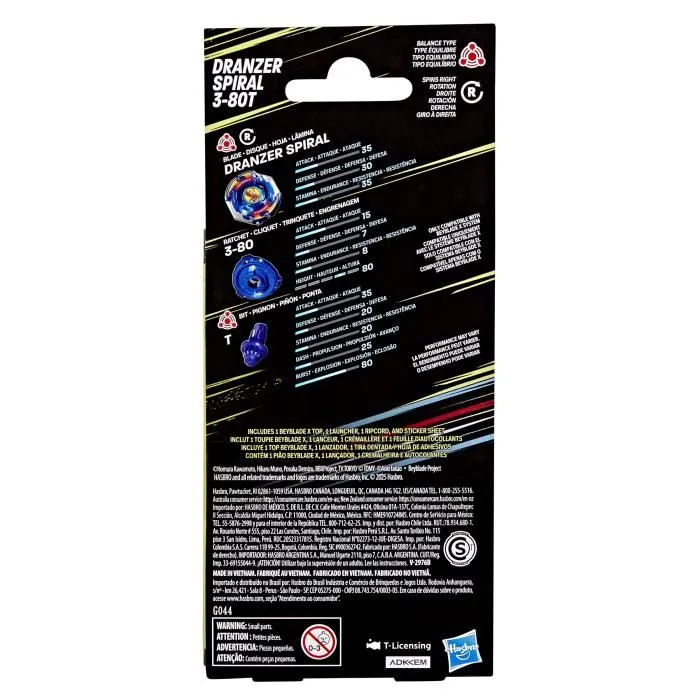 Beyblade X-Over Project Dranzer Spiral 3-80T, Top y Lanzador de Equilibrio, a partir de 8 Años Beyblade X-Over Project Dranzer Spiral 3-80T, Top y Lanzador de Equilibrio, a partir de 8 Años