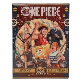 Cinereplicas Calendario de Adviento One Piece - 24 Días con Calcetines, Llavero, Puzzle, Pegatinas, Bolígrafos y Más