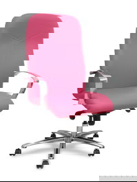 Sillón Caudete con mecanismo Basculante avanzado tapizada con Similpiel color Rosa. Equipado con Base aluminio, Brazos fijos y Ruedas de parqué