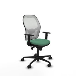 PIQUERAS Y CRESPO Silla de oficina Jorquera con mecanismo Sincro, Tela Verde esmeralda y Malla Blanca