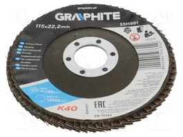 GRAPHITE Disco de lijado panelada 115mm Grano 40