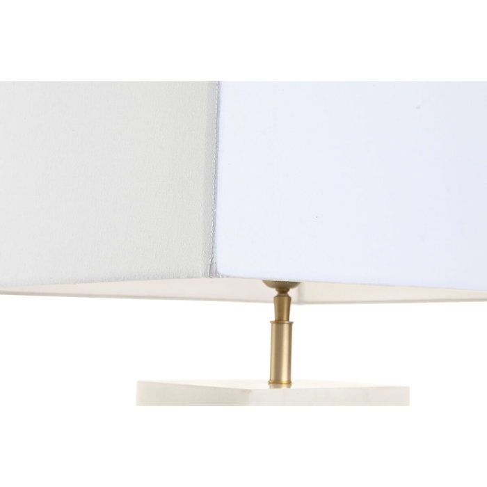 DKD Home Decor Lámpara de Sobremesa de Acero y Mármol Mate Dorado y Blanco