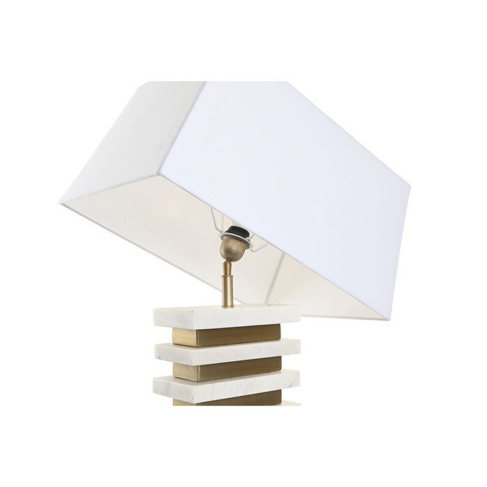 DKD Home Decor Lámpara de Sobremesa de Acero y Mármol Mate Dorado y Blanco