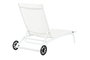 DKD Home Decor Tumbona de Jardín y Terraza Reclinable con Ruedas, Estructura de Aluminio y Textilene, Color Blanco, 64x97x187.5 cm