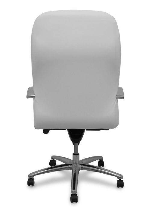 Sillón Caudete con mecanismo Basculante avanzado tapizada con Similpiel color Blanco. Equipado con Base aluminio, Brazos fijos y Ruedas de parqué