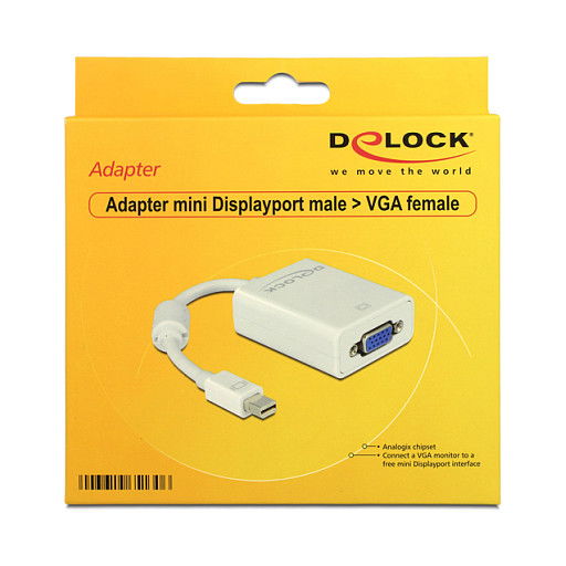 DeLOCK ST-BU Adaptador Mini DisplayPort a VGA (D-Sub), Cable 0.18 m, Macho/Hembra, Blanco