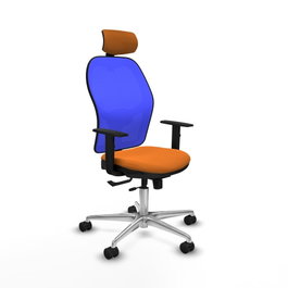 PIQUERAS Y CRESPO Silla de oficina Jorquera con mecanismo Sincro/Traslack Naranja y Azul