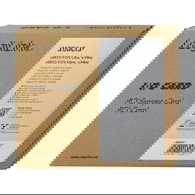 LogiLink Tarjeta PCIe USB 3.0 de 4 Puertos PC0057A, 5 Gbps Interna para PC LogiLink Tarjeta PCIe USB 3.0 de 4 Puertos PC0057A, 5 Gbps Interna para PC