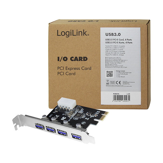 LogiLink PC0057A Controladora de 4 Puertos USB 3.0 PCI Express LogiLink PC0057A Controladora de 4 Puertos USB 3.0 PCI Express