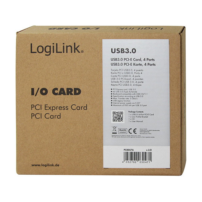 LogiLink PC0057A Controladora de 4 Puertos USB 3.0 PCI Express LogiLink PC0057A Controladora de 4 Puertos USB 3.0 PCI Express