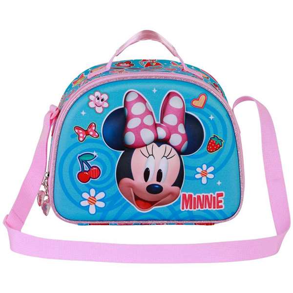 Karactermania Bolsa Portamerienda 3D Minnie Mouse Happiness 25,5 x10 x20 cm con Relieve y Forro Isotérmico Azul para Niños a Partir de 3 Años