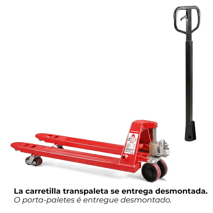 Workpro Carretilla transpaleta manual de 2,5 t, roja, 1150 x 550 mm Workpro Carretilla transpaleta manual de 2,5 t, roja, 1150 x 550 mm