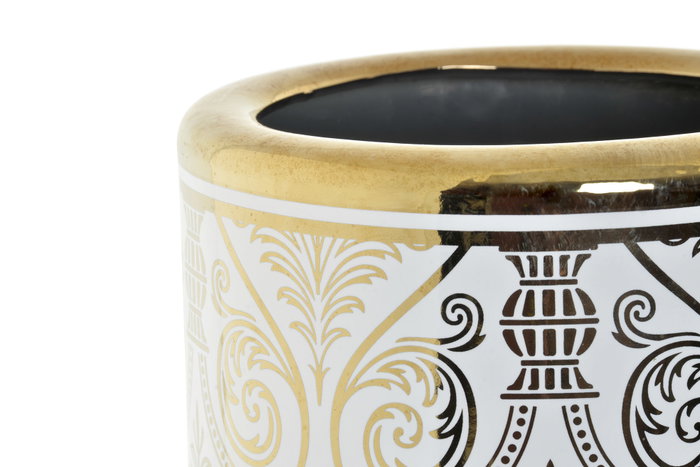 DKD Home Decor Paraguero Romantico Blanco Dorado 22 x 46 x 22 cm (2 Unidades)