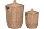 DKD Home Decor Set de 2 Cestas de Ratán y Metal Natural 42x42x63 cm