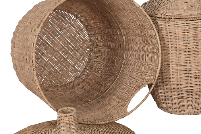 DKD Home Decor Set de 2 Cestas de Ratán y Metal Natural 42x42x63 cm DKD Home Decor Set de 2 Cestas de Ratán y Metal Natural 42x42x63 cm