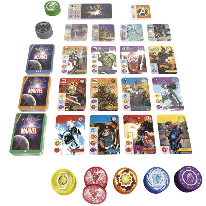 Asmodee Juego de Mesa Splendor Marvel - Juego de Estrategia basado en el Universo Marvel para 2-4 Jugadores, a partir de 10 años, Edición en Español
