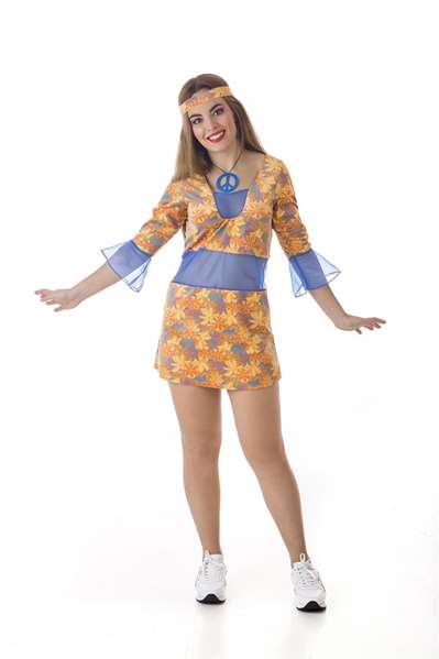 Creaciones Llopis Disfraz Adulto Hippie Gasa Azul Talla L
