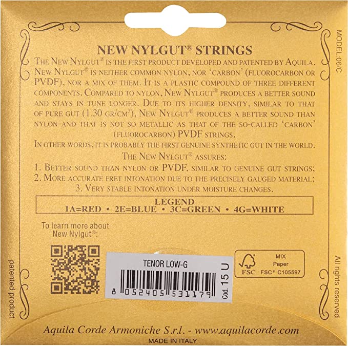 Aquila Juego de Cuerdas NYLGUT para Ukelele Tenor Sol Grave 15U Aquila Juego de Cuerdas NYLGUT para Ukelele Tenor Sol Grave 15U