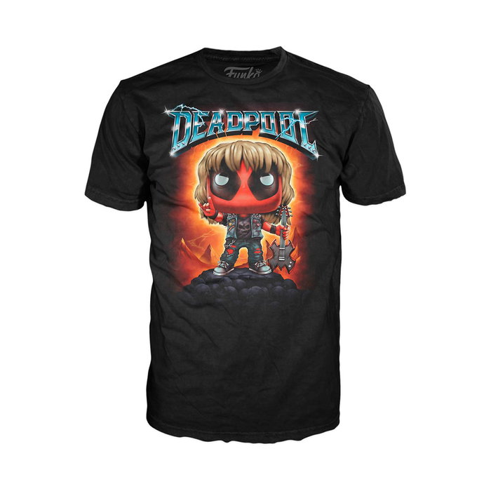 Funko Pop! & Tee Marvel Deadpool - Heavy Metal - Figura Metálica con Guitarra y Camiseta - Talla L