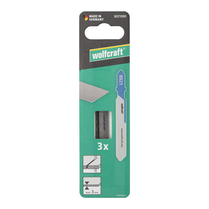 Wolfcraft Hojas de sierra de calar HSS vástago en T corte fino 3 mm Wolfcraft Hojas de sierra de calar HSS vástago en T corte fino 3 mm
