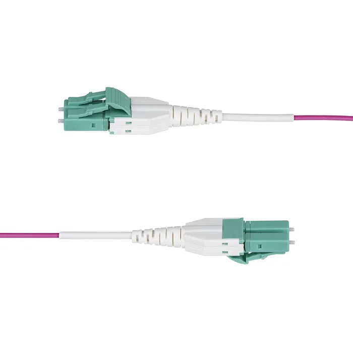 StarTech.com Cable de Fibra Óptica OM4 Multimodo OM4RLCLC15M - LC-LC Duplex Violeta Érica, 15 Metros, Compatible 1/10/40/100Gbps, OFNR Riser