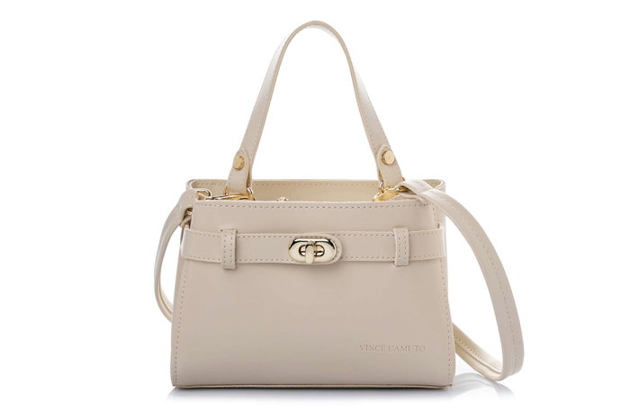 Vince Camuto Bolso de Mano Crema, Bolso Elegante de Cuero de Polivinilo, 20x11x15 cm
