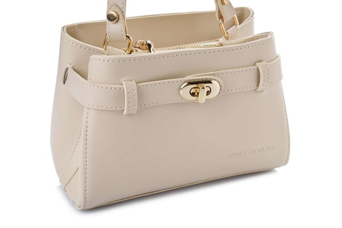 Vince Camuto Bolso de Mano Crema, Bolso Elegante de Cuero de Polivinilo, 20x11x15 cm
