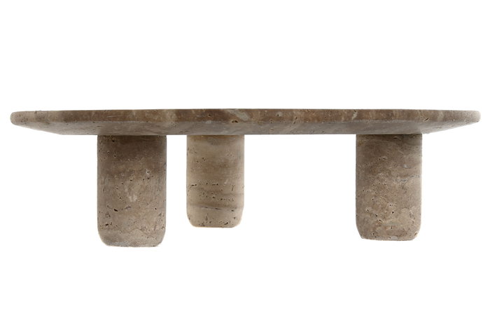 DKD Home Decor Centro Mesa Scandi Marron Marmol Travertino 30 x 8 x 30 cm