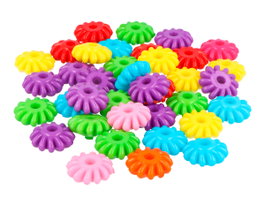 Innspiro Cuentas de plástico Rondeles estriados Multicolor Opaco 18x7mm