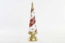 DKD Home Decor Figura de Árbol en Resina Rojo, Blanco y Dorado
