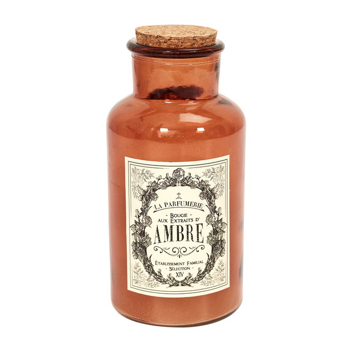 Home Deco Factory Vela Perfumada Apothicaire Flor de Algodón Ámbar Almizcle Blanco Botella Vidrio Tapón Corcho 17 cm