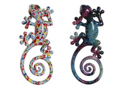 DKD Home Decor Decoración de Pared Lagartiga Mosaico Resina Surtido de 2 Unidades