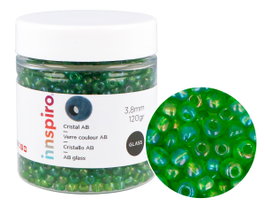Innspiro Rocalla de Vidrio Redonda Aurora Boreale Verde 3,8 mm 120g