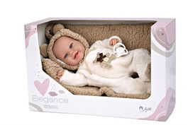 Muñecas Arias Muñeca Elegance Babyto marrón con manta (muñeco de peso) 35 cm cuerpo blando