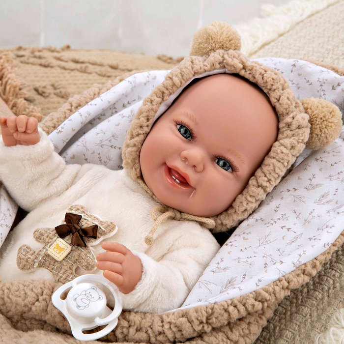 Muñecas Arias Muñeca Elegance Babyto Marrón con Manta y Chupete Muñecas Arias Muñeca Elegance Babyto Marrón con Manta y Chupete