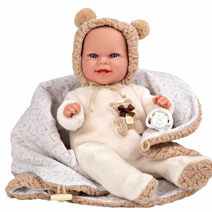 Muñecas Arias Muñeca Elegance Babyto Marrón con Manta y Chupete Muñecas Arias Muñeca Elegance Babyto Marrón con Manta y Chupete