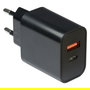 Inter-Tech PD-2120 Cargador USB-C 20W Negro con Carga Rápida y Doble Puerto USB