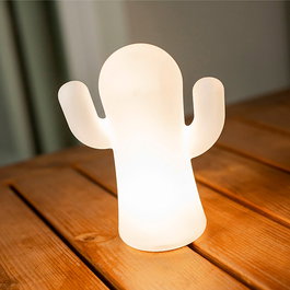 New Garden Panchito Lámpara de Sobremesa Recargable Táctil, 11 lm 2700K, 3 Niveles, IP43, Blanca, Silicona, 16.5 x 20.5 cm, Incluye Cable USB