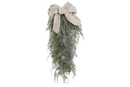 DKD Home Decor Rama de PVC Piñas Colgante Nevado Verde y Beige