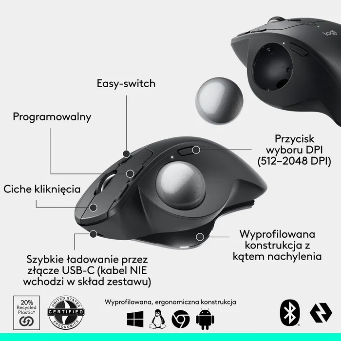 Logitech MX Ergo S Trackball Inalámbrico Grafito