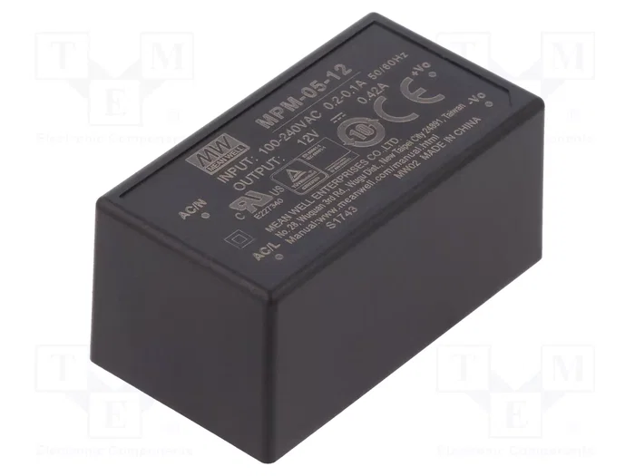 MEAN WELL MPM-05-12 Convertidor AC/DC 5W 12V DC MEAN WELL MPM-05-12 Convertidor AC/DC 5W 12V DC