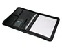 Q-connect Carpeta Portafolios con Cremallera, Calculadora y Bolsa para Móvil, Plástico tacto Piel, 260x355 mm, Negro